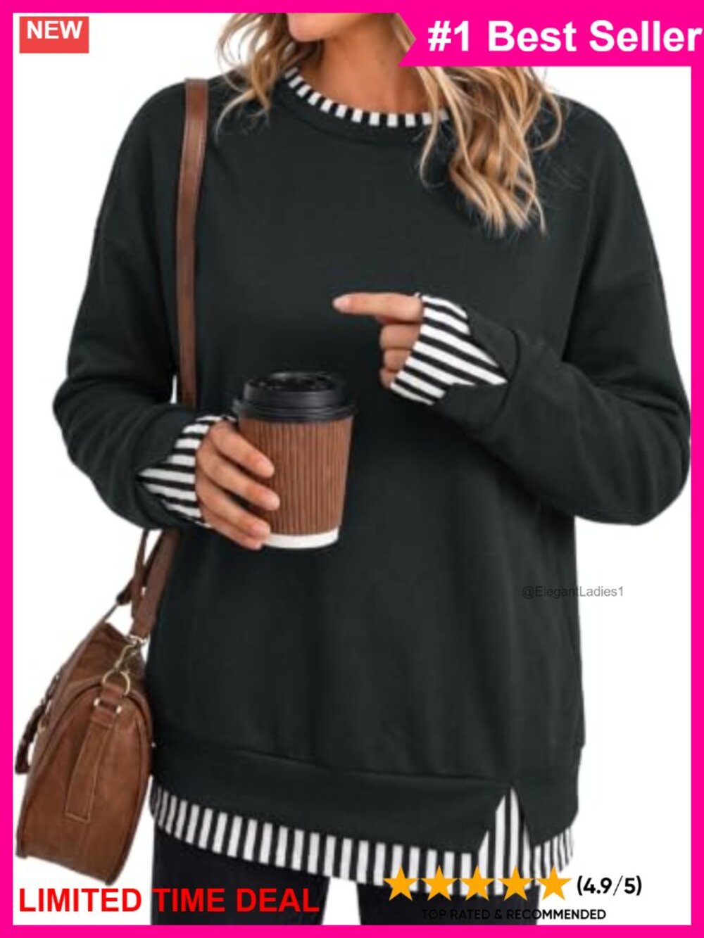 Women Crewneck Sweatshirt Long Sleeve Loose Fit Pullover Top